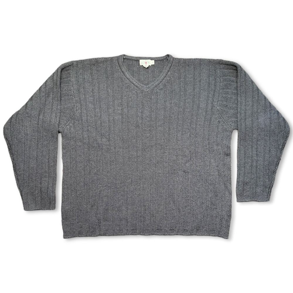 Vintage Gray 100% Wool Grandpa Sweater J Crew‎ Size XL